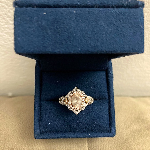 Enchanted Disney Fine Jewelry: Aurora Morganite Diamond Ring 14K 2-Tone Gold - Picture 2 of 4